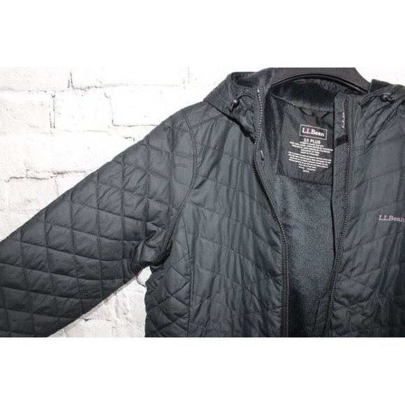 LL Bean Black Polyester Lined Insulated Winter Hooded Coat Jacket Size 1X Plus - Picture 4 of 7